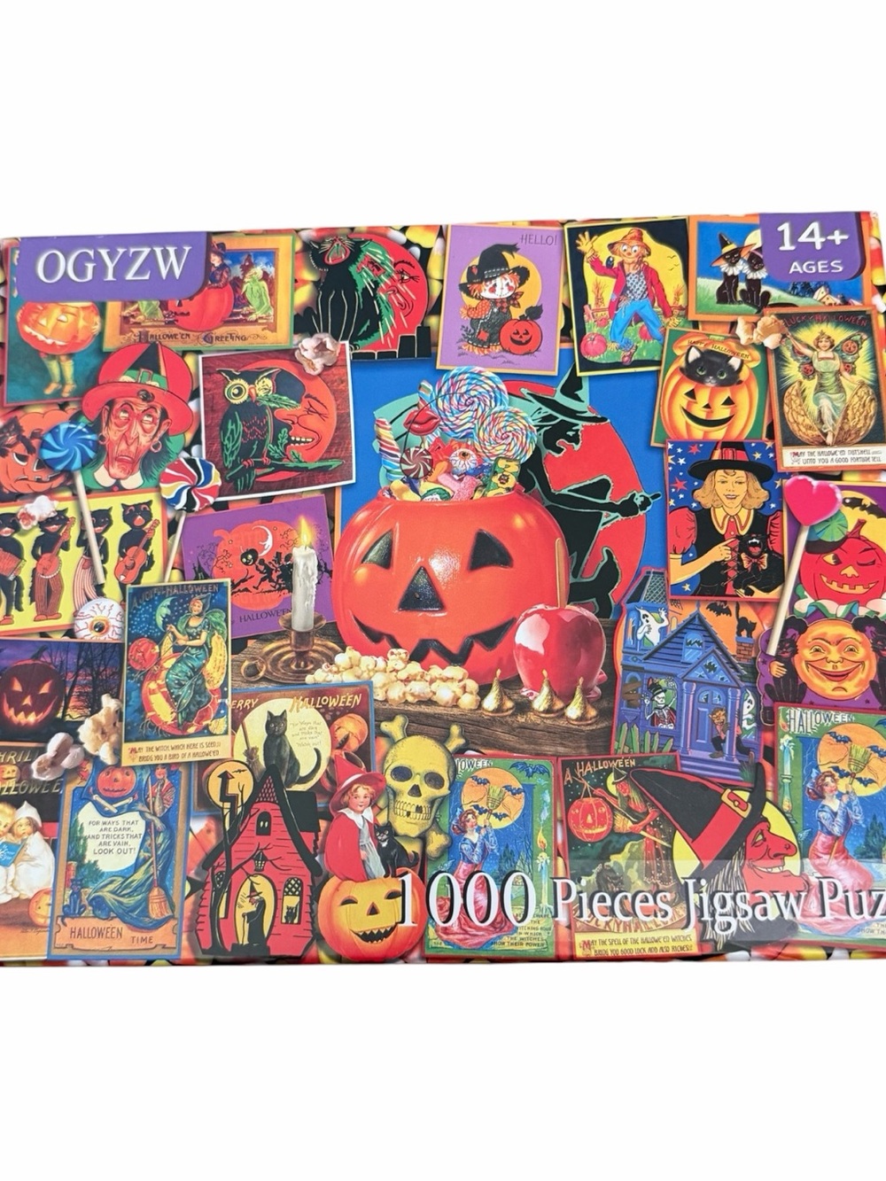 Halloween 1000-Piece Jigsaw Puzzle - Colorful Orange Pumpkin Collage